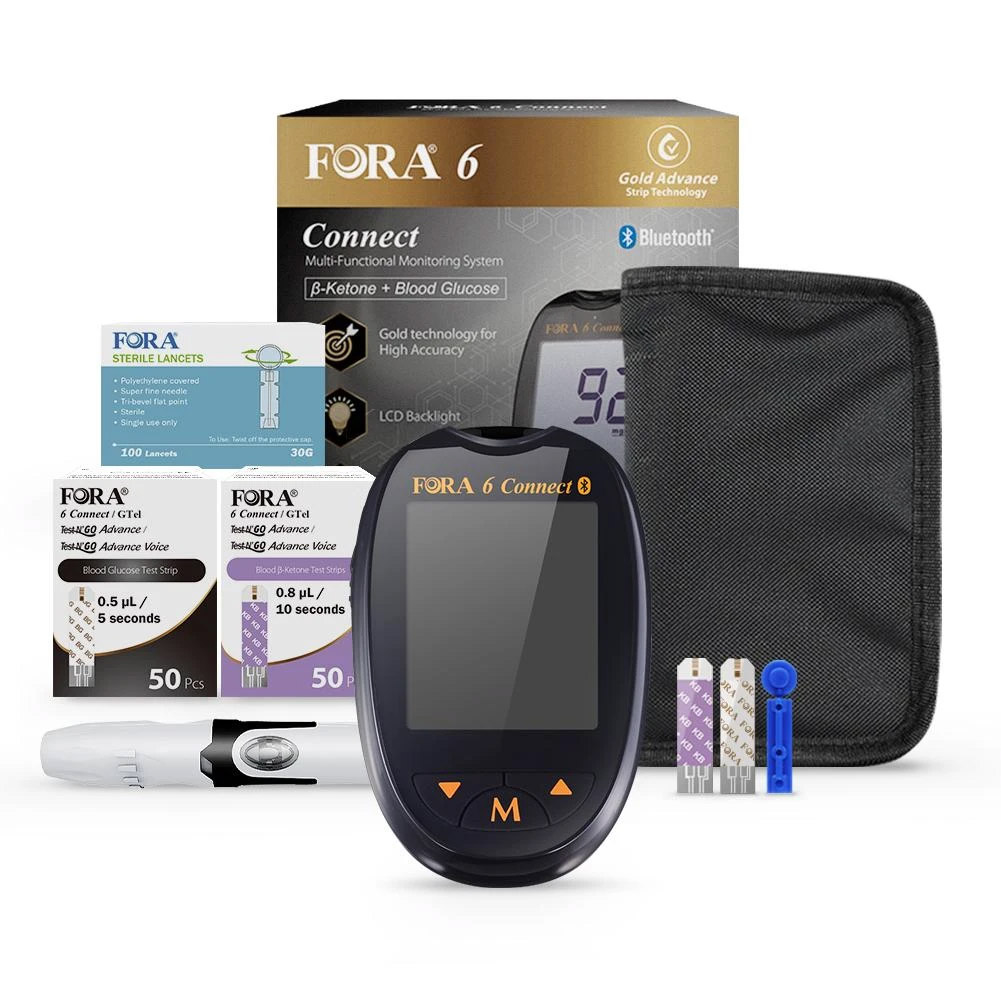 FORA 6 Connect｜Glucose & Uric Acid Testing Kit (50 Glucose Strips & 10 –  ForaCare Inc.